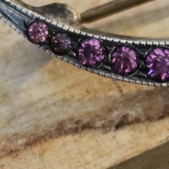 Beautiful Victorian Sterling Pink Stone Cresent Brooch - Picture 6 of 7